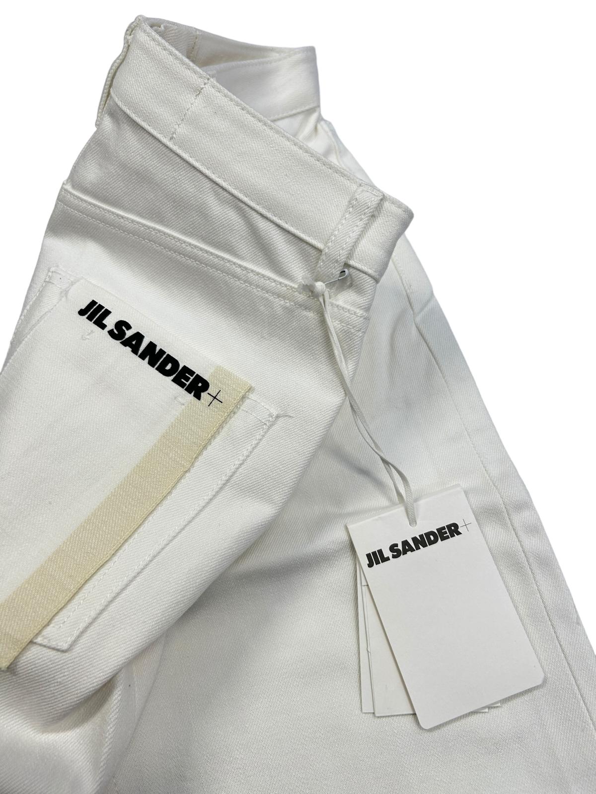 JIL SANDER Plus Jeans Straight Leg 5 Pocket Back Logo Denim White 27 NEW RRP540