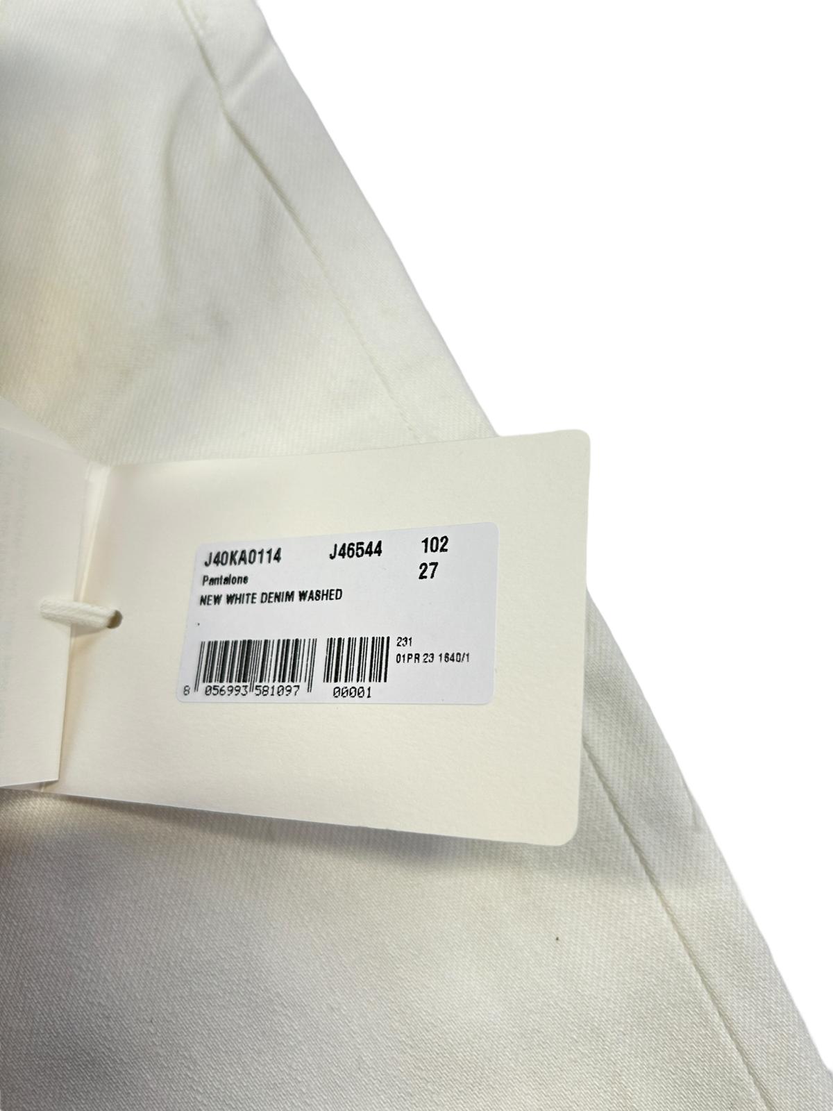 JIL SANDER Plus Jeans Straight Leg 5 Pocket Back Logo Denim White 27 NEW RRP540