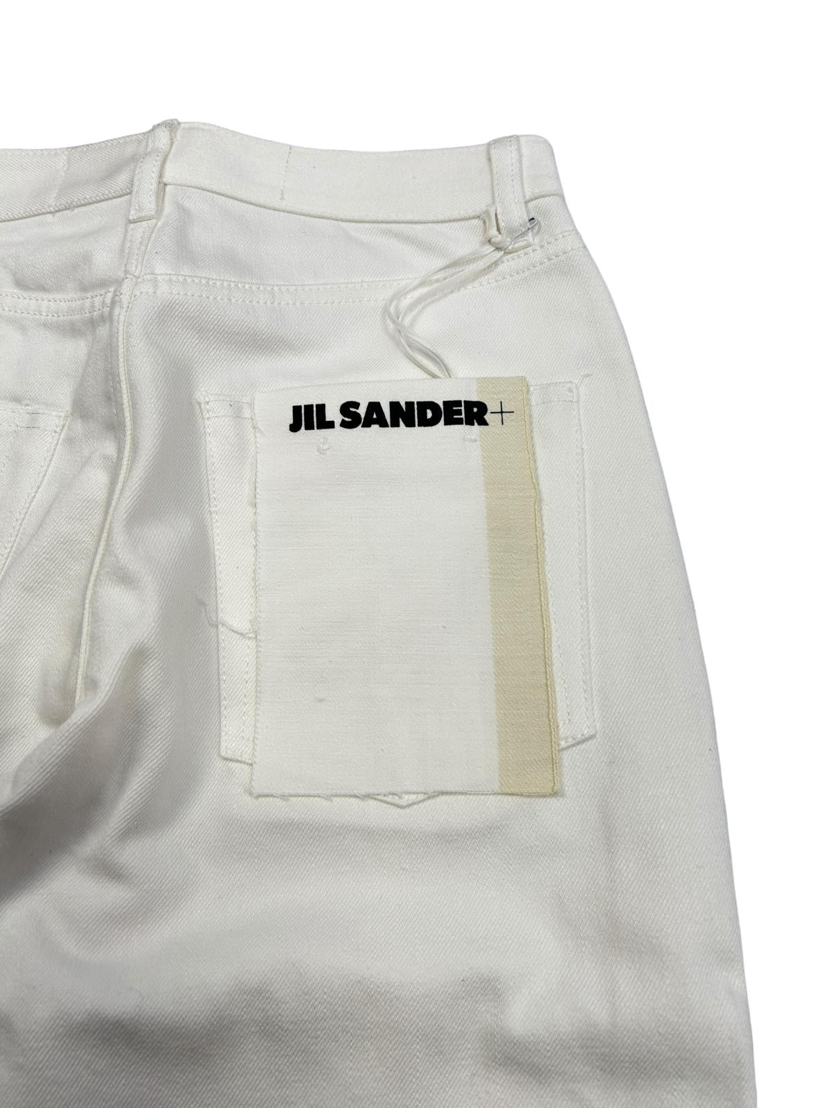 JIL SANDER Plus Jeans Straight Leg 5 Pocket Back Logo Denim White 27 NEW RRP540
