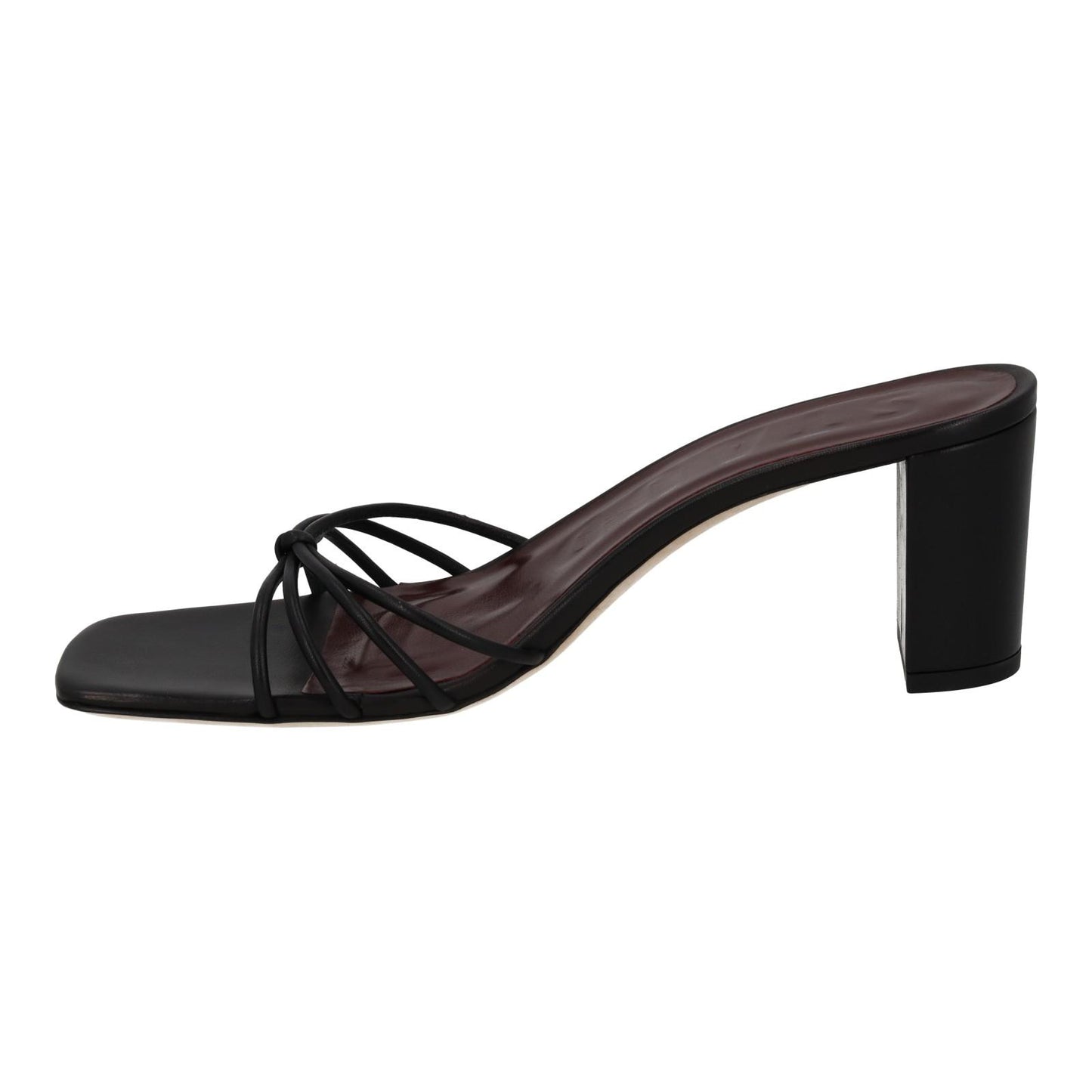 STAUD Pippa Shoes Block Heel Square Toe Sandal Black Leather EU38 UK5 NEW RRP250