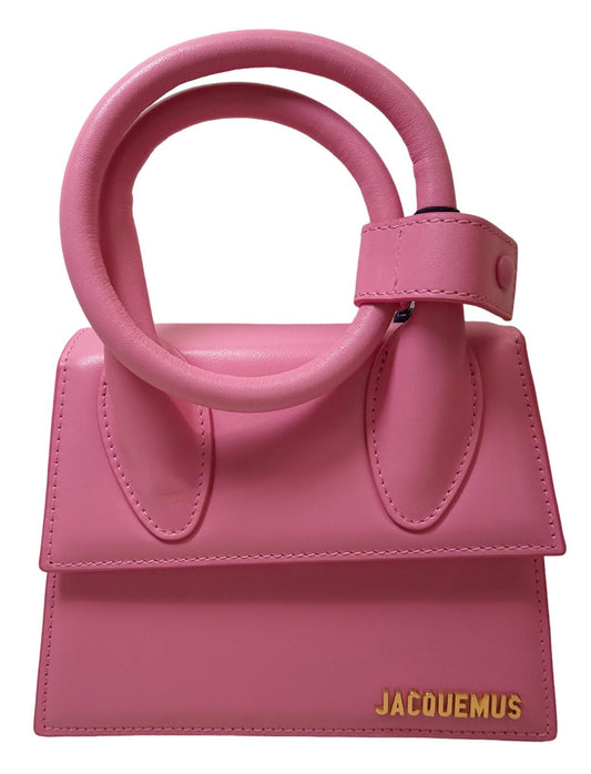 JACQUEMUS Le Chiquito Noeud Handbag Coiled Leather Tote Pink OS NEW RRP695