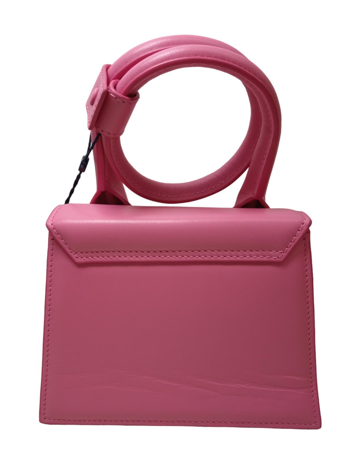JACQUEMUS Le Chiquito Noeud Handbag Coiled Leather Tote Pink OS NEW RRP695