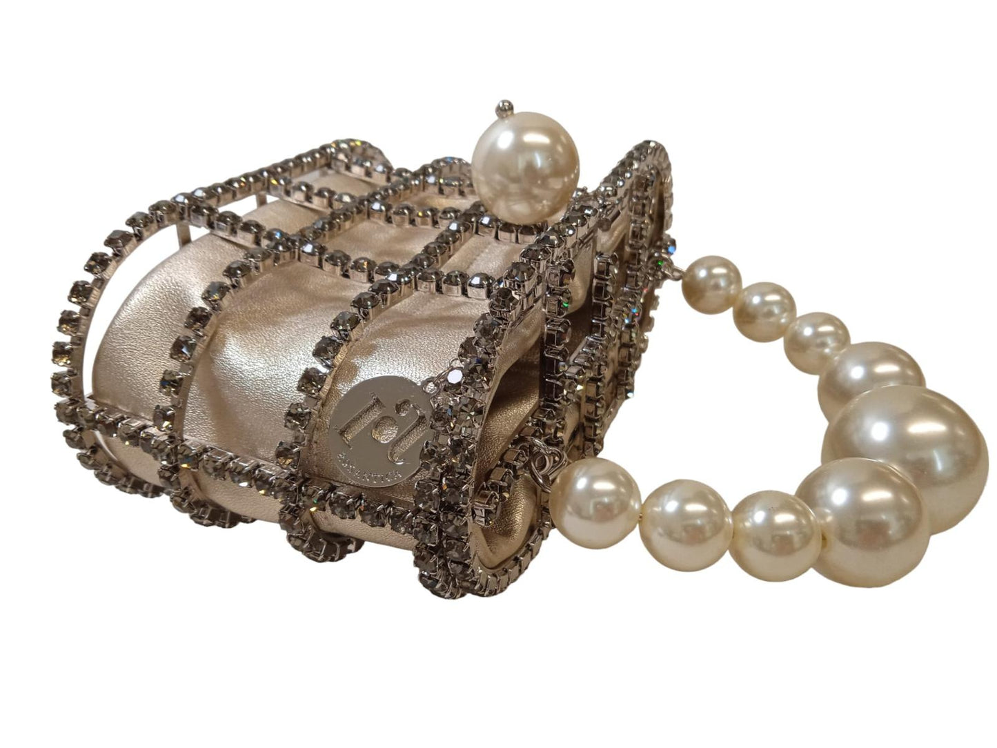 ROSANTICA Holli Chocolate Bag Faux Pearl Leather Pouch Grey Multi OS NEW RRP845