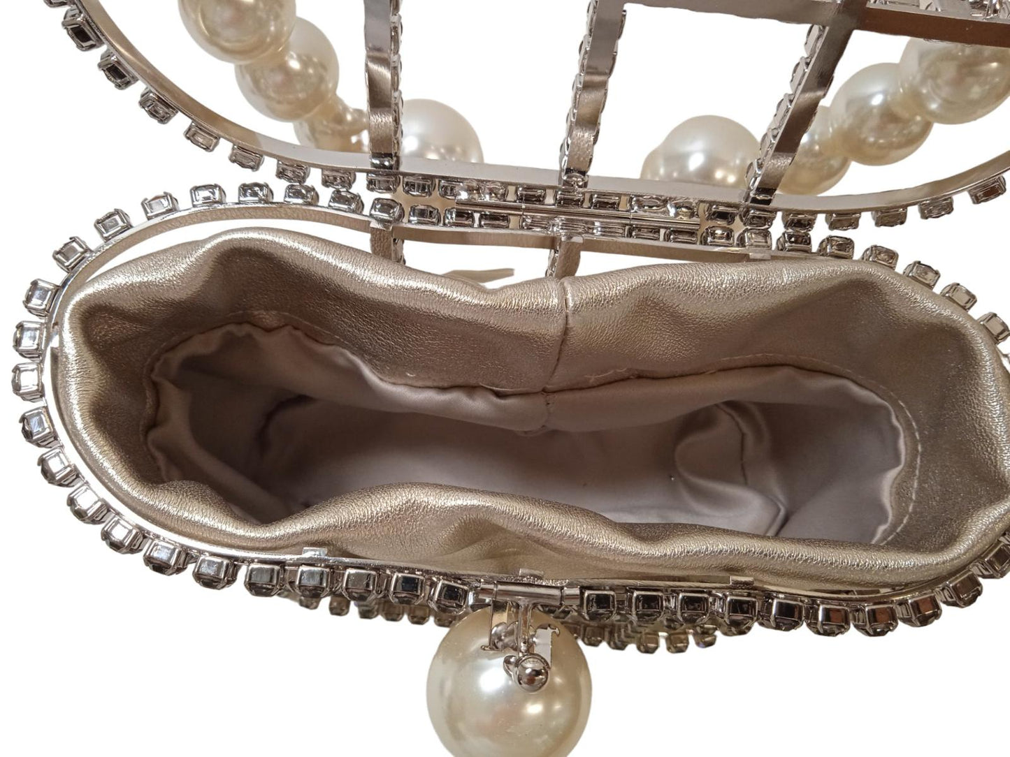 ROSANTICA Holli Chocolate Bag Faux Pearl Leather Pouch Grey Multi OS NEW RRP845