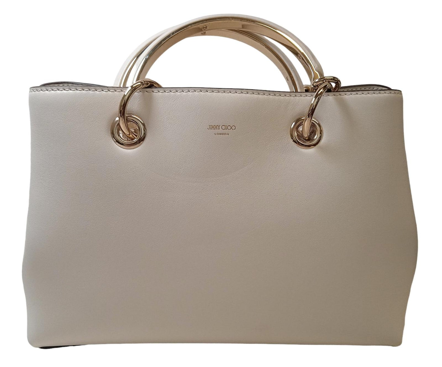 JIMMY CHOO Bon Bon Bag Tote Leather Magnetic Latte/Light Gold OS NEW RRP1550