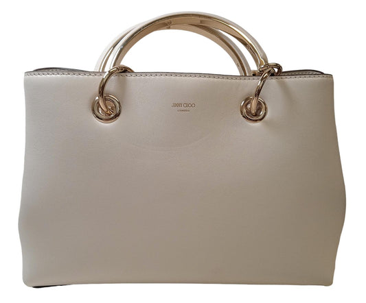 JIMMY CHOO Bon Bon Bag Tote Leather Magnetic Latte/Light Gold OS NEW RRP1550