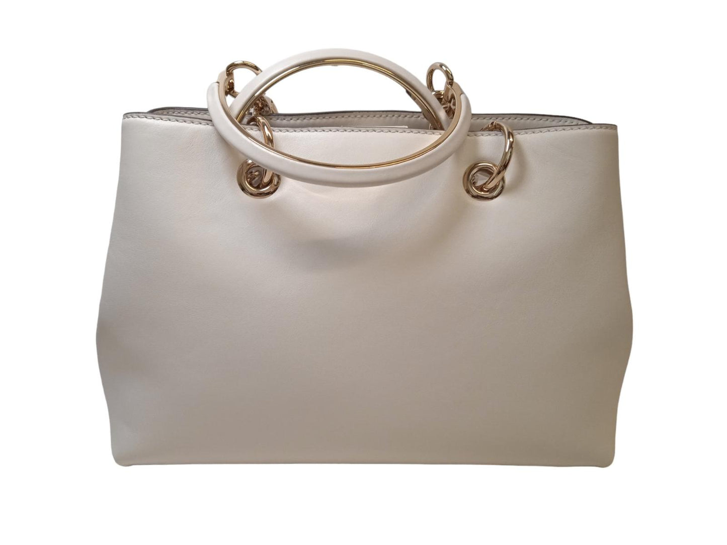 JIMMY CHOO Bon Bon Bag Tote Leather Magnetic Latte/Light Gold OS NEW RRP1550