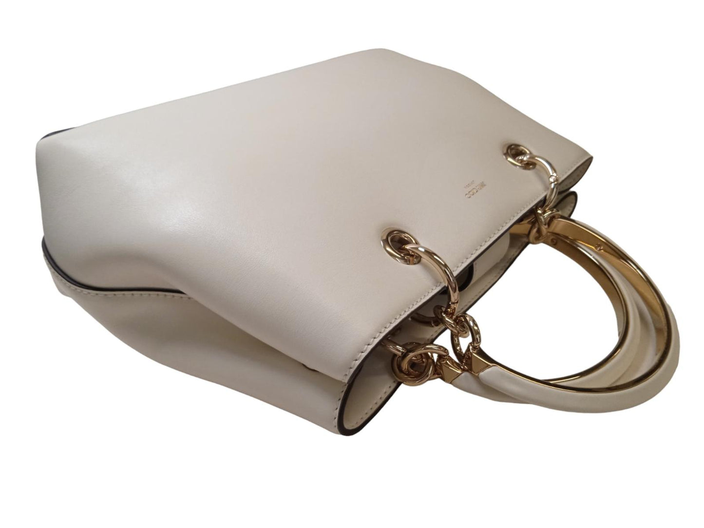 JIMMY CHOO Bon Bon Bag Tote Leather Magnetic Latte/Light Gold OS NEW RRP1550