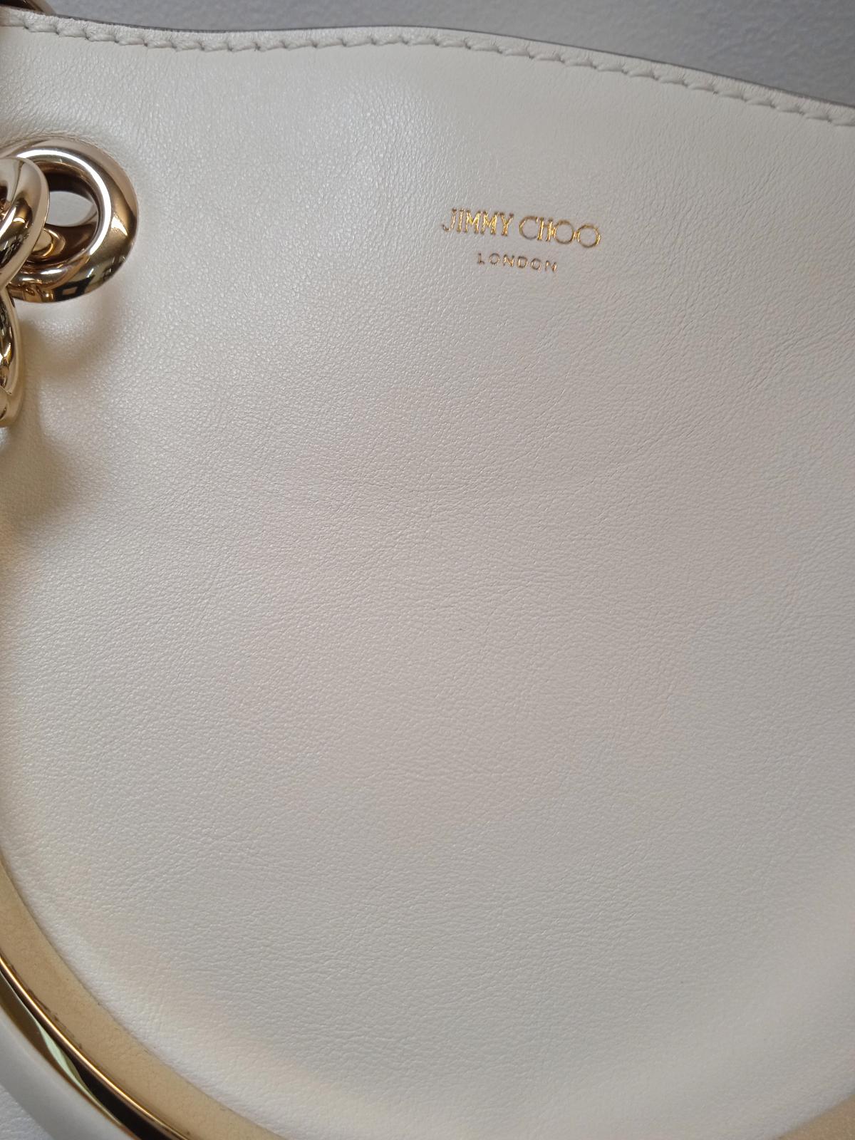 JIMMY CHOO Bon Bon Bag Tote Leather Magnetic Latte/Light Gold OS NEW RRP1550