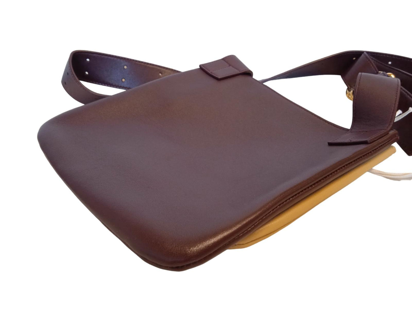 JIL SANDER Ombra Shoulder Bag Leather 2 Tone Slim Zip OS Beige/Brown NEW RRP1130