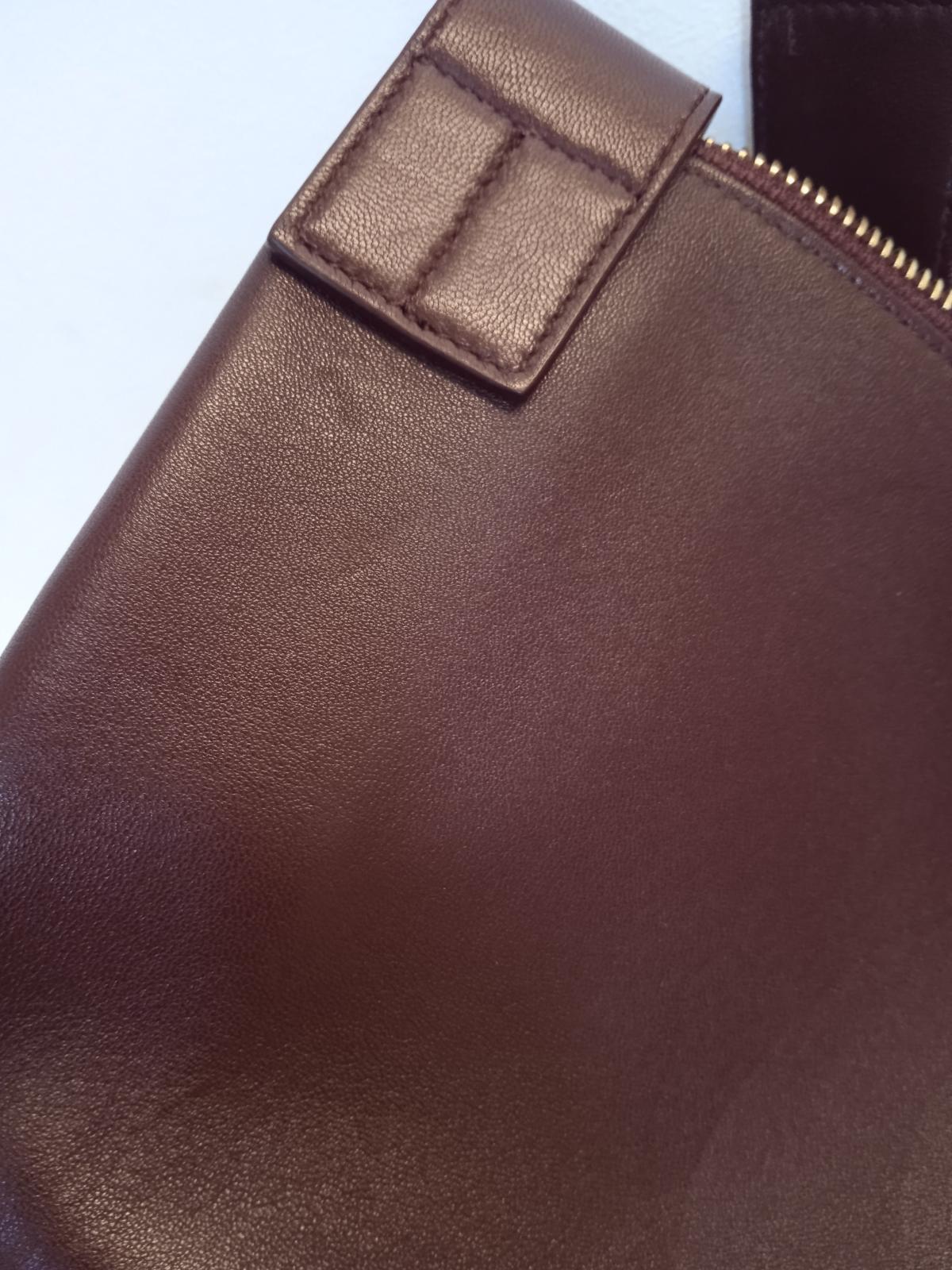 JIL SANDER Ombra Shoulder Bag Leather 2 Tone Slim Zip OS Beige/Brown NEW RRP1130
