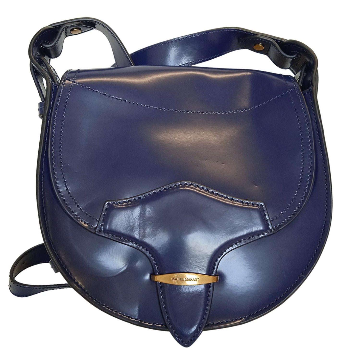 ISABEL MARANT Botsy Bag Leather Crossbody Magnetic Snap Dark Blue OS NEW RRP655