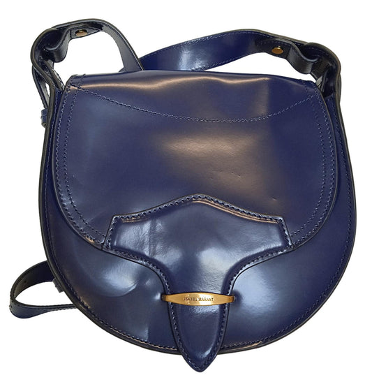 ISABEL MARANT Botsy Bag Leather Crossbody Magnetic Snap Dark Blue OS NEW RRP655