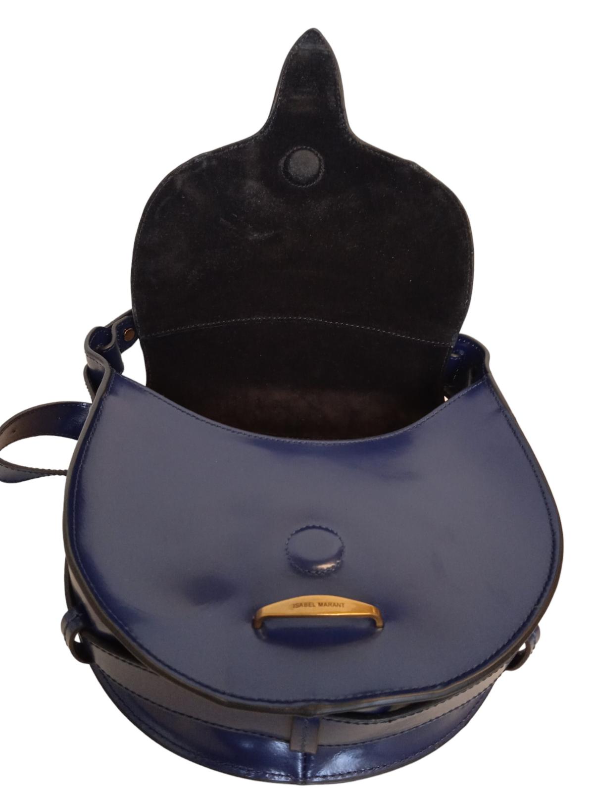ISABEL MARANT Botsy Bag Leather Crossbody Magnetic Snap Dark Blue OS NEW RRP655