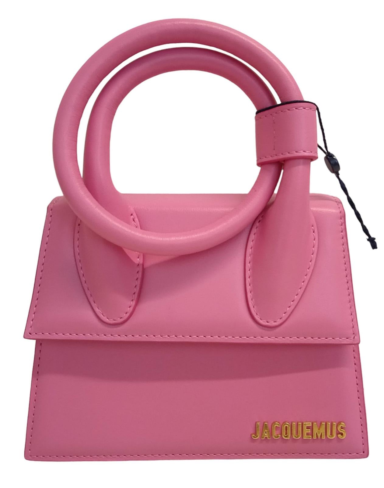 JACQUEMUS Le Chiquito Noeud Bag Tote Coiled Leather Flap Pink OS NEW RRP695