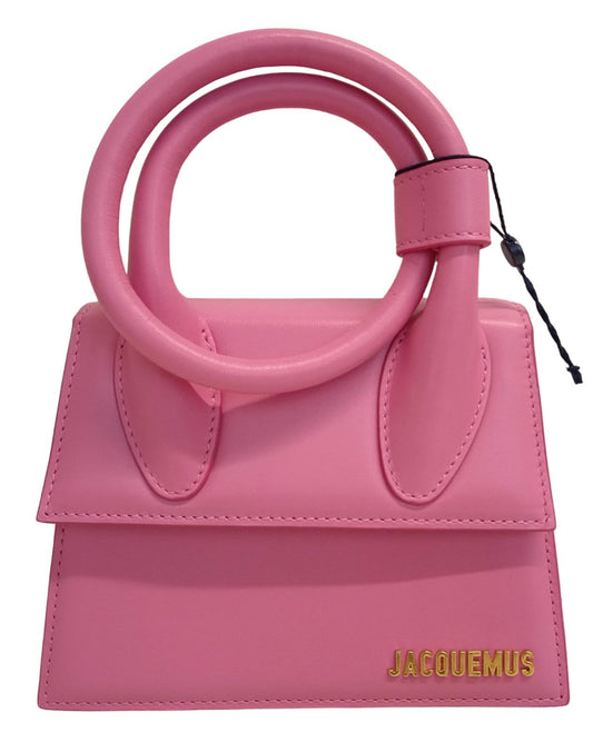 JACQUEMUS Le Chiquito Noeud Bag Tote Coiled Leather Flap Pink OS NEW RRP695