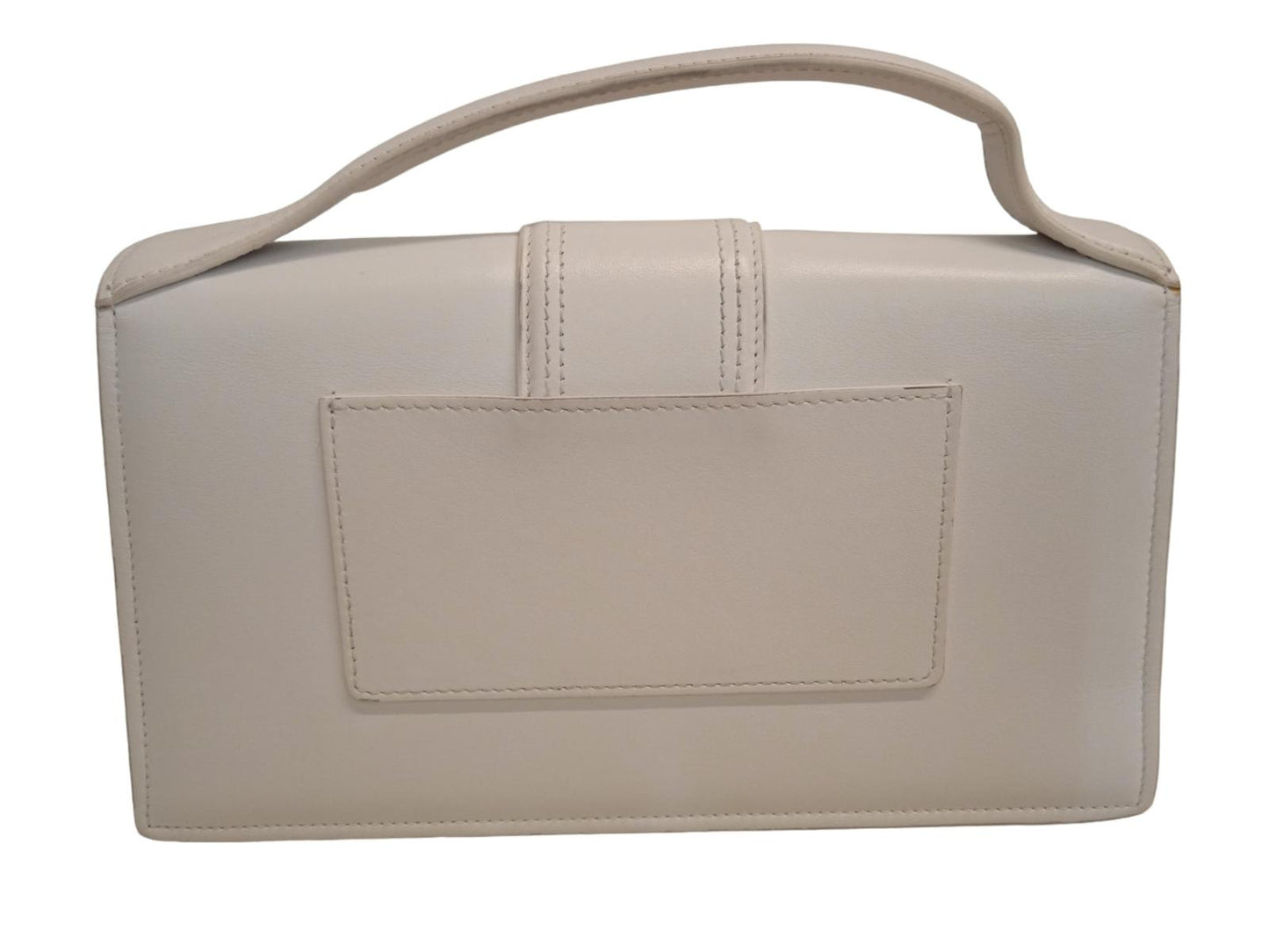 JACQUEMUS Le Grand Bambino Bag Leather Tote w Shoulder Strap White OS NEW RRP775