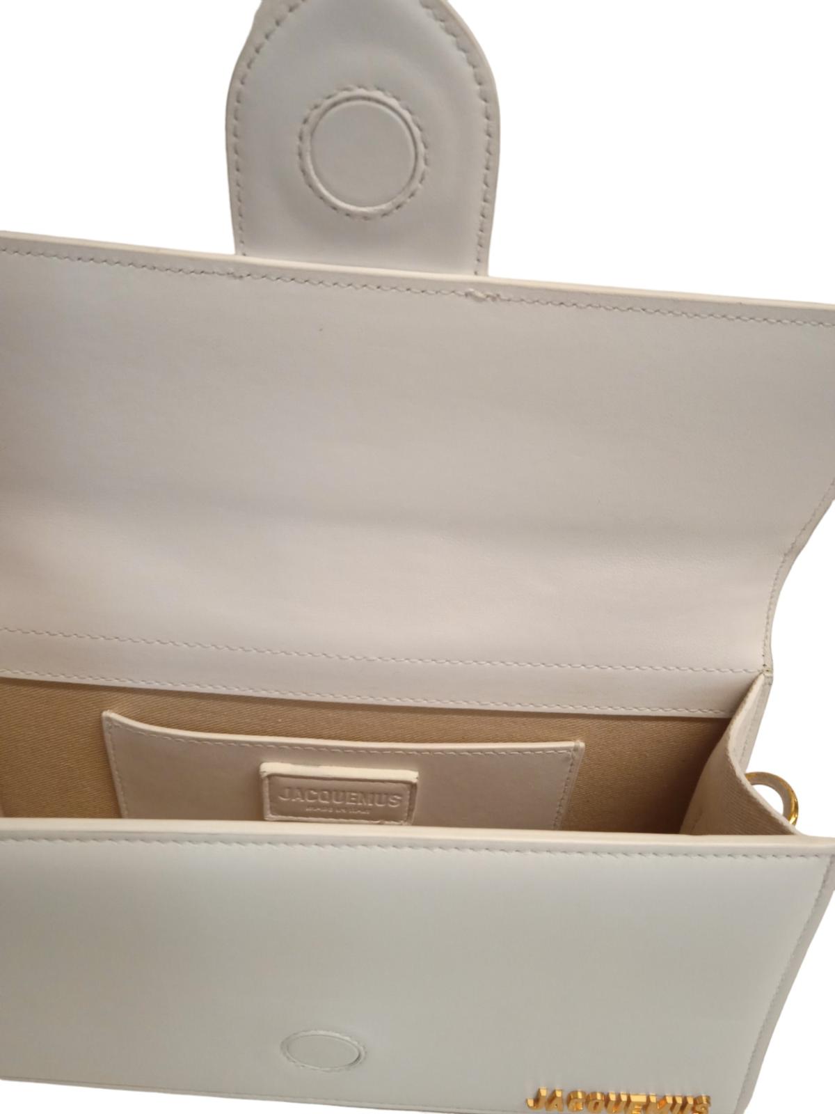 JACQUEMUS Le Grand Bambino Bag Leather Tote w Shoulder Strap White OS NEW RRP775