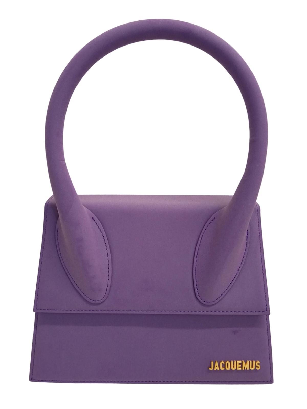 JACQUEMUS Le Grand Chiquito Bag Leather Strap Top Handle Purple OS NEW RRP740