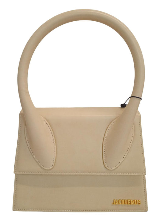 JACQUEMUS Le Grand Chiquito Bag Leather Strap Top Handle Ivory OS NEW RRP625