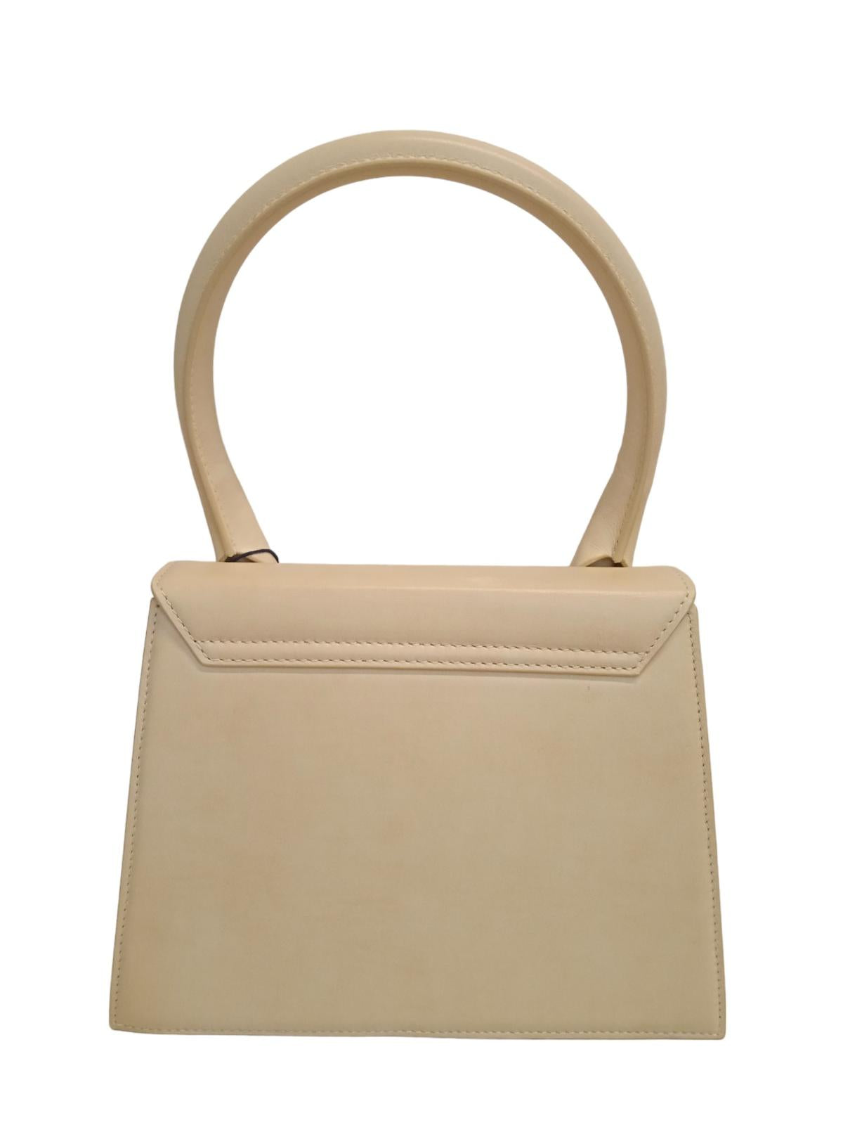 JACQUEMUS Le Grand Chiquito Bag Leather Strap Top Handle Ivory OS NEW RRP625