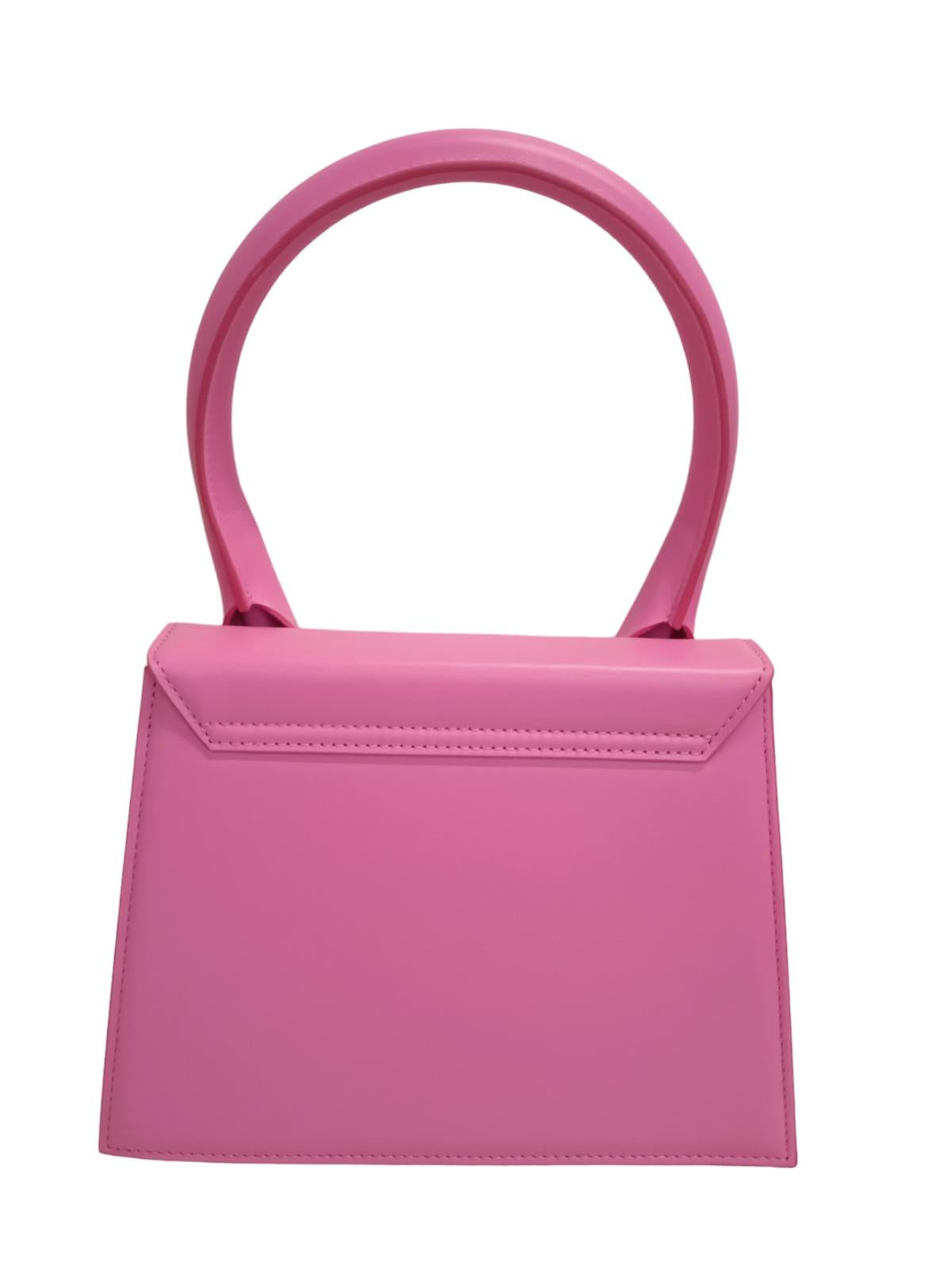 JACQUEMUS Le Grand Chiquito Bag Leather Strap Top Handle Neon Pink OS NEW RRP805