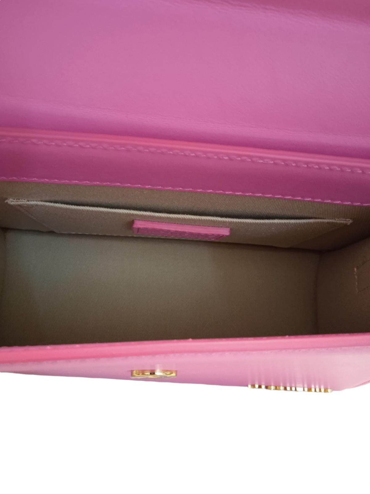 JACQUEMUS Le Grand Chiquito Bag Leather Strap Top Handle Neon Pink OS NEW RRP805