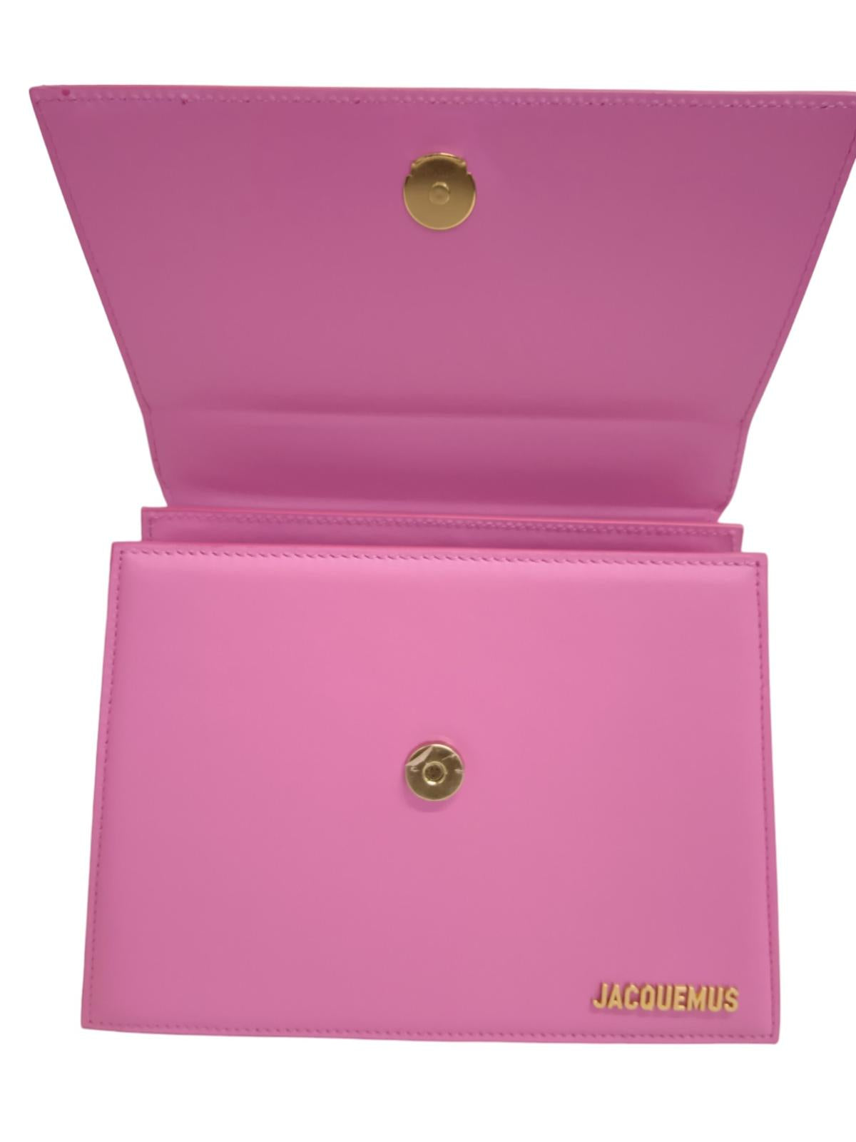 JACQUEMUS Le Grand Chiquito Bag Leather Strap Top Handle Neon Pink OS NEW RRP805