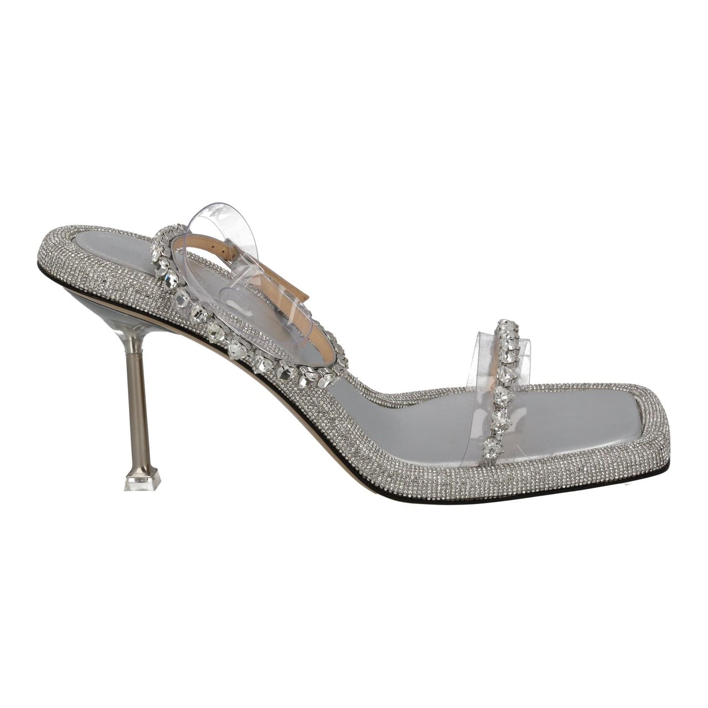 MACH & MACH Shoes Leather Crystal Double Strap Silver EU40.5 UK7.5 NEW RRP945