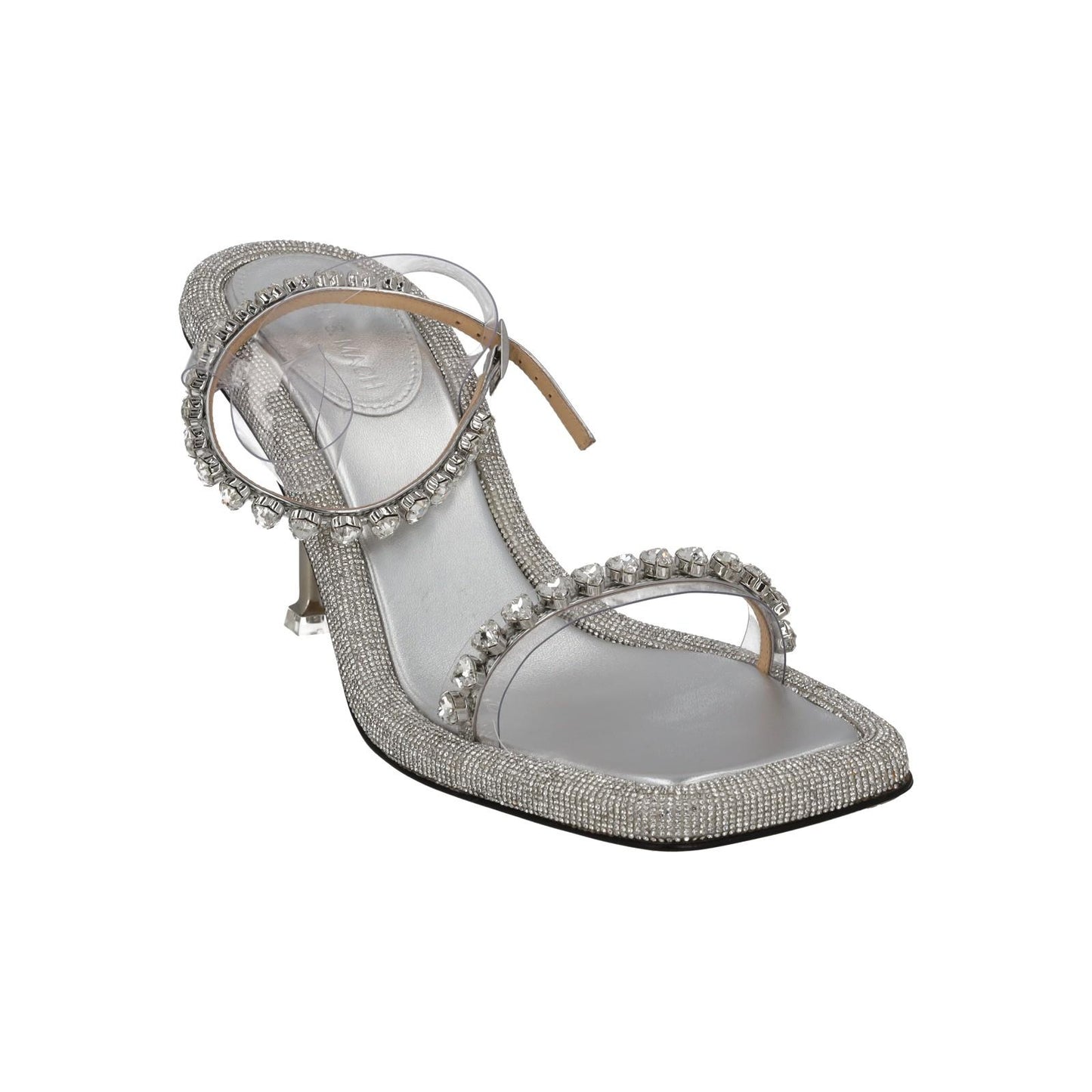 MACH & MACH Shoes Leather Crystal Double Strap Silver EU40.5 UK7.5 NEW RRP945