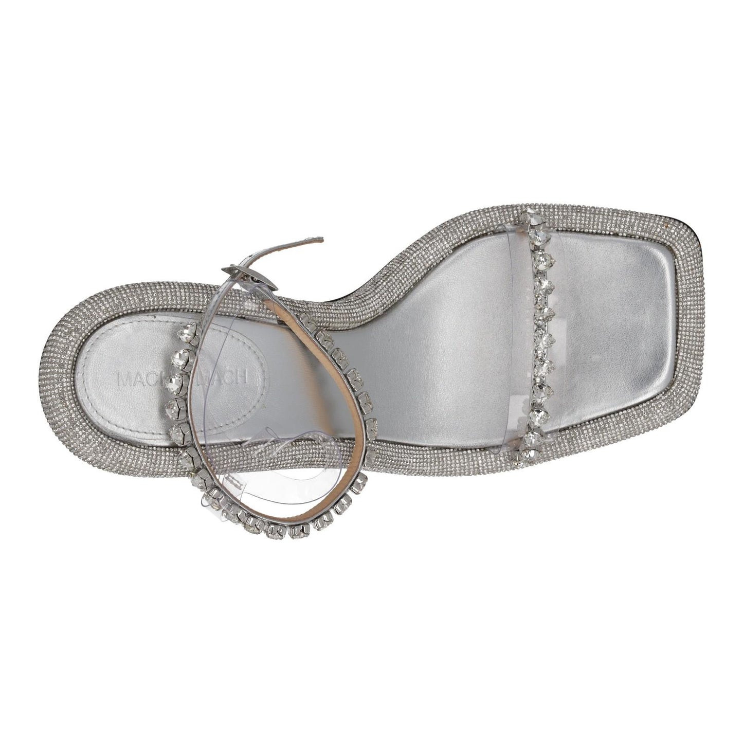 MACH & MACH Shoes Leather Crystal Double Strap Silver EU40.5 UK7.5 NEW RRP945
