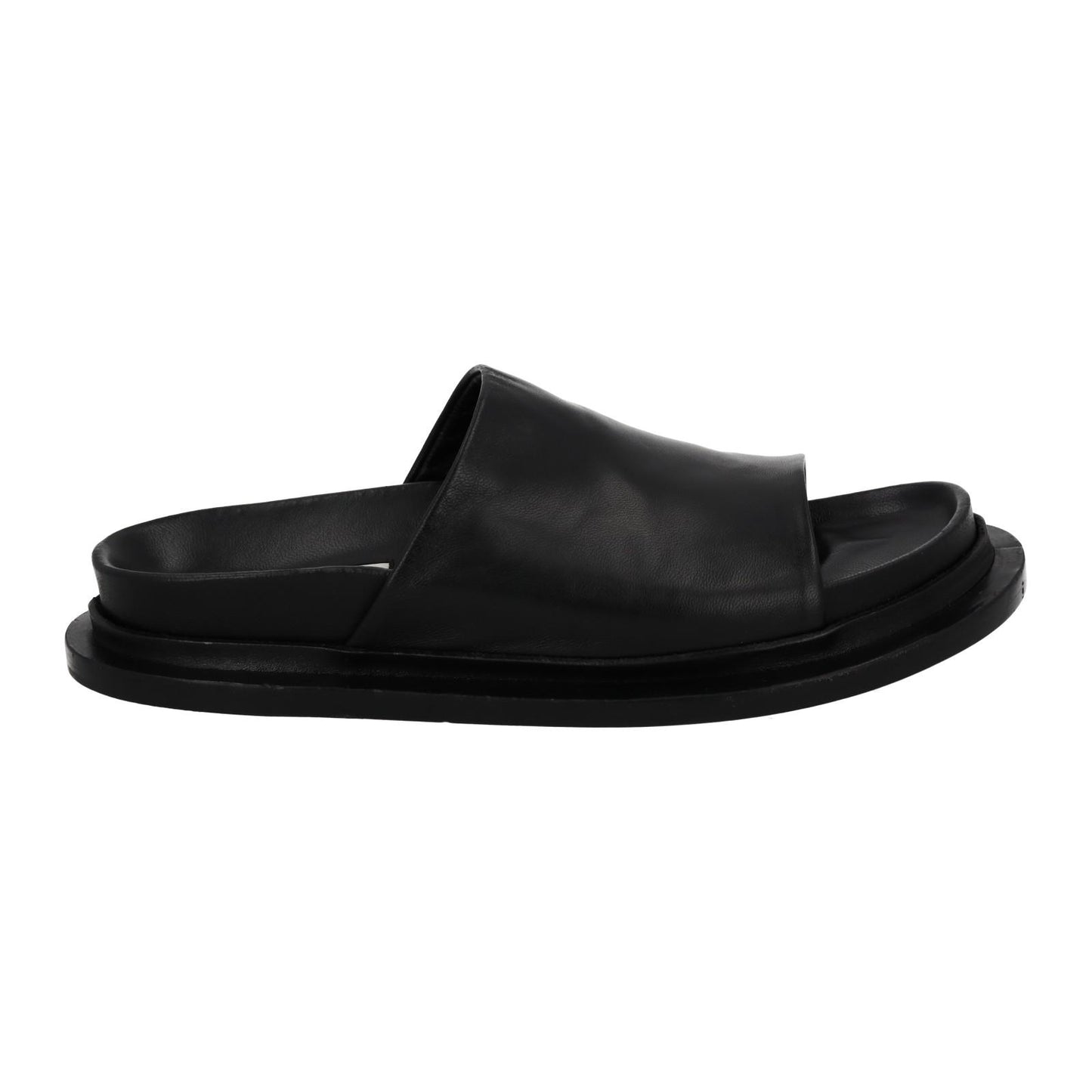 JIL SANDER Slide Sandal Flats Black Leather Slip On Shoes EU40 UK7 NEW RRP520