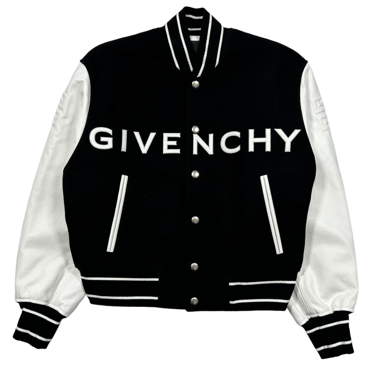 GIVENCHY Varsity Wool Leather Jacket Black Mens Size 48 NEW RRP 3195