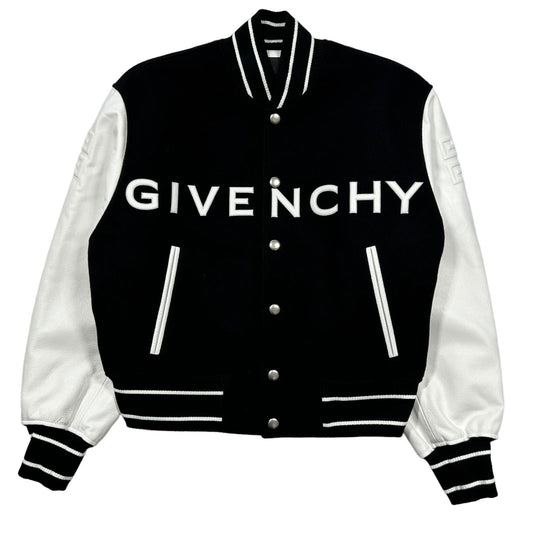 GIVENCHY Varsity Wool Leather Jacket Black Mens Size 48 NEW RRP 3195