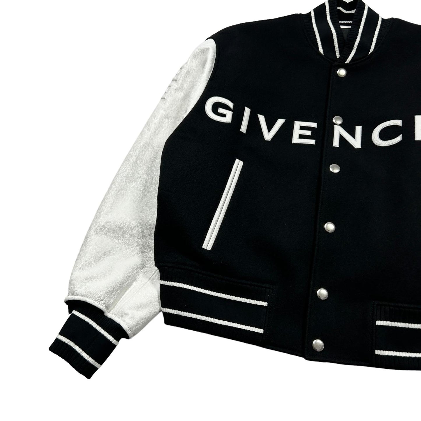 GIVENCHY Varsity Wool Leather Jacket Black Mens Size 48 NEW RRP 3195