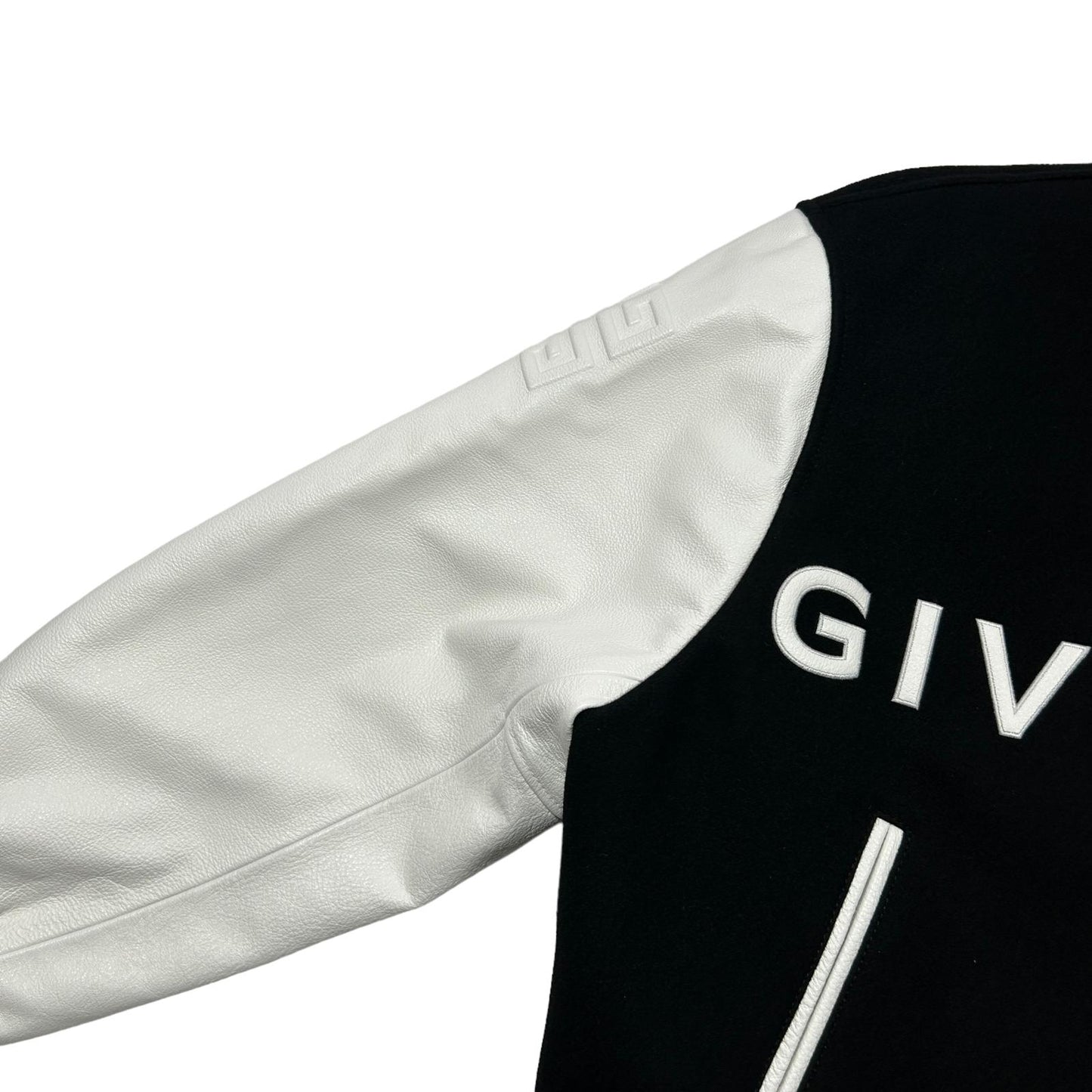 GIVENCHY Varsity Wool Leather Jacket Black Mens Size 48 NEW RRP 3195