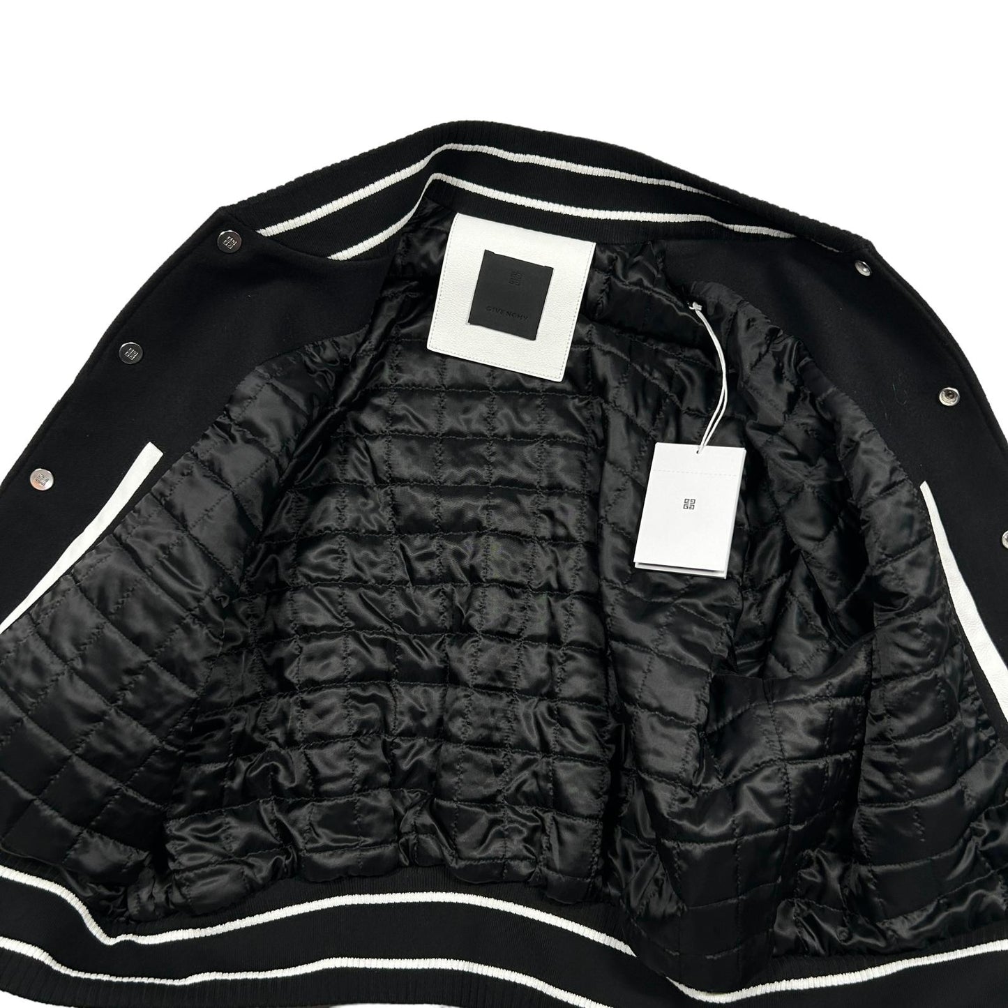 GIVENCHY Varsity Wool Leather Jacket Black Mens Size 48 NEW RRP 3195
