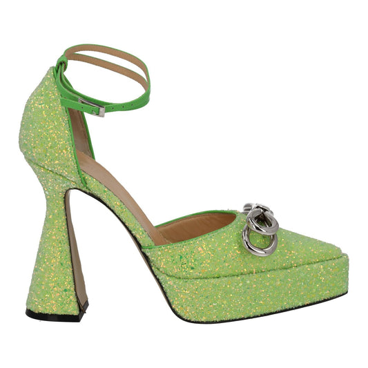 MACH & MACH Shoes Glitter Platform Bow Pump Green EU38.5 UK5.5 NEW RRP855