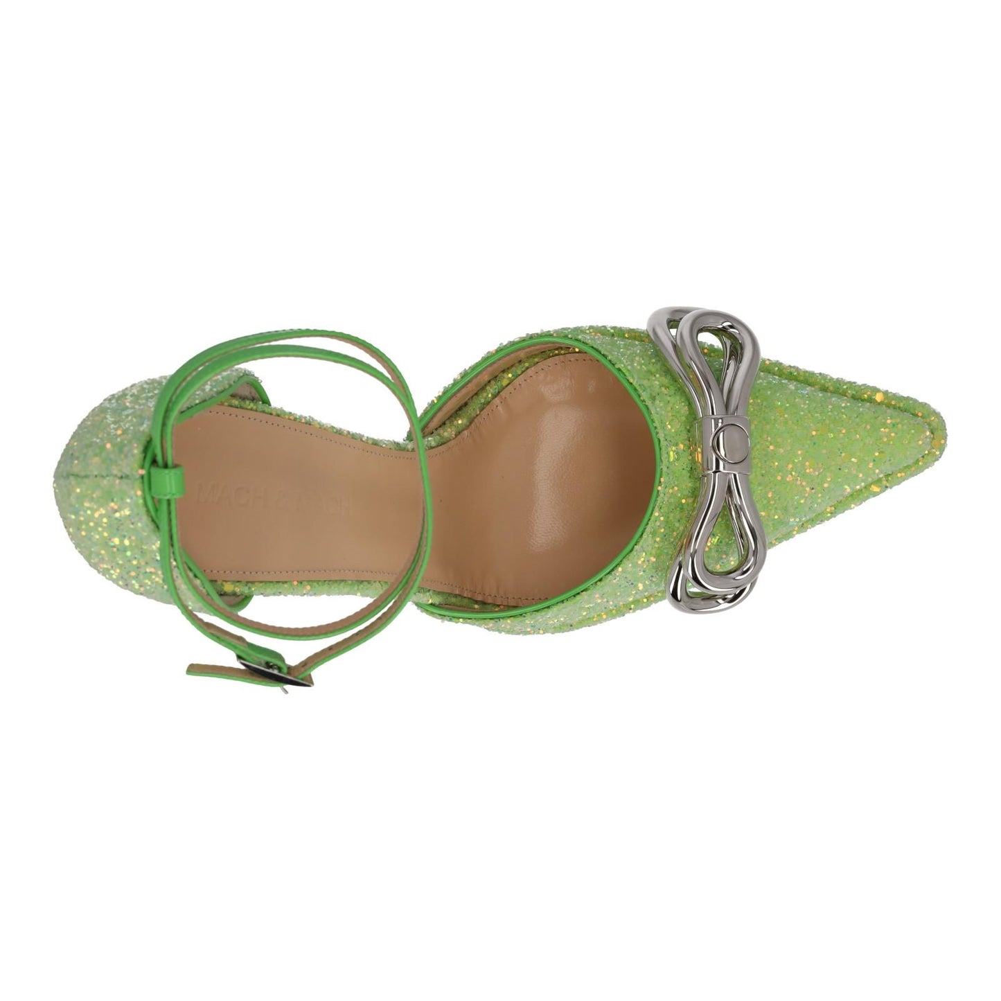 MACH & MACH Shoes Glitter Platform Bow Pump Green EU38.5 UK5.5 NEW RRP855