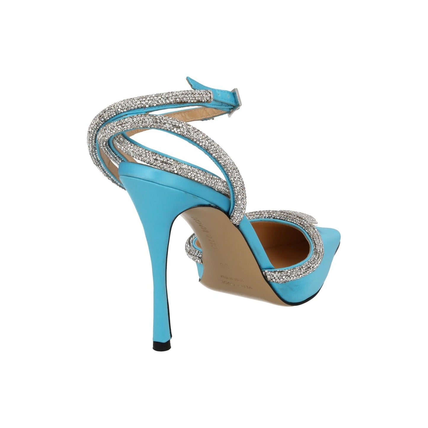 MACH & MACH Shoes Satin Crystal Heart Point Toe Pump Blue EU36 UK3 NEW RRP800