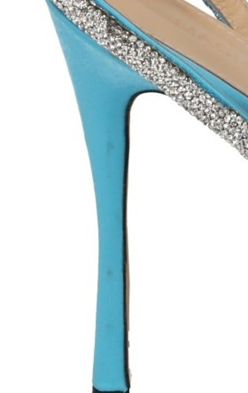 MACH & MACH Shoes Satin Crystal Heart Point Toe Pump Blue EU36 UK3 NEW RRP800