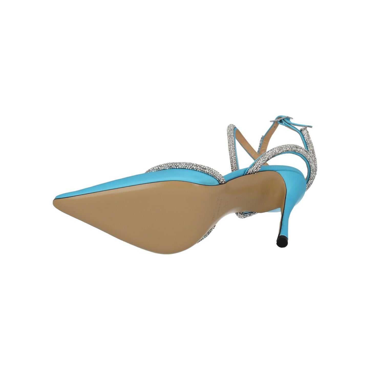 MACH & MACH Shoes Satin Crystal Heart Point Toe Pump Blue EU36 UK3 NEW RRP800