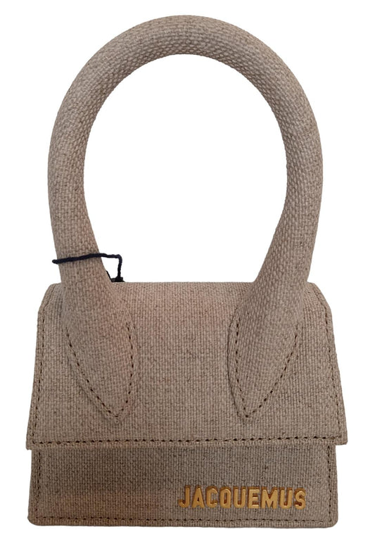 JACQUEMUS Le Chiquito Bag Canvas Tote Flap Magnetic Neutral Beige OS NEW RRP385