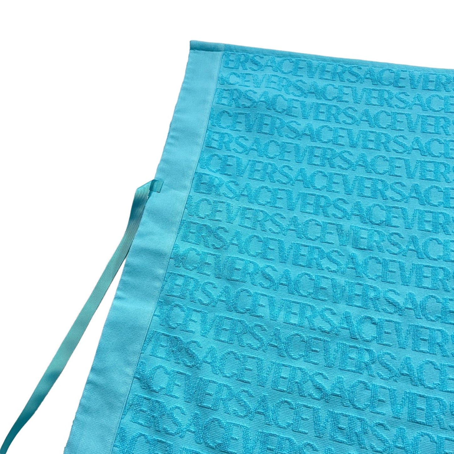VERSACE x DUA LIPA Terry Cotton Skirt Mini Wrap Logo Jacquard Blue OS NEW RRP435