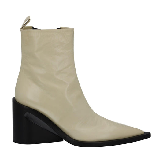 JIL SANDER Ankle Boot Tripon Wedge Heel Point Beige Leather EU39 UK6 NEW RRP1000