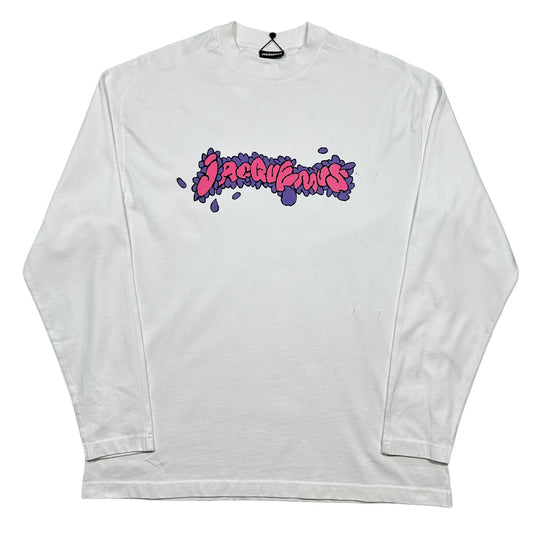 JACQUEMUS Long Sleeve Cotton Tshirt Desenho Print Marguerite White M NEW RRP 235