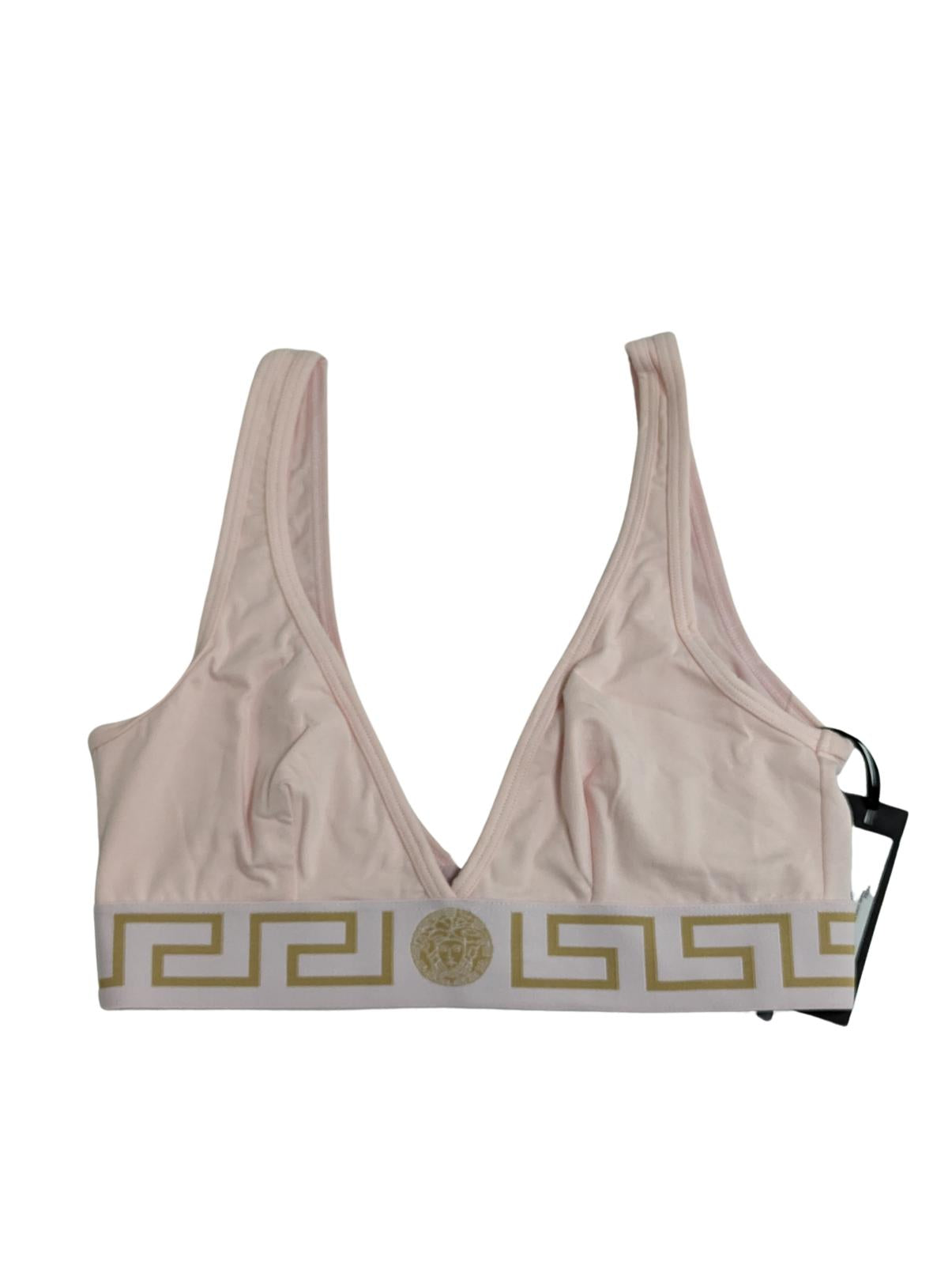 VERSACE Jersey Softcup V Neck Bralette Greca Waistband Candy Pink M NEW RRP 85