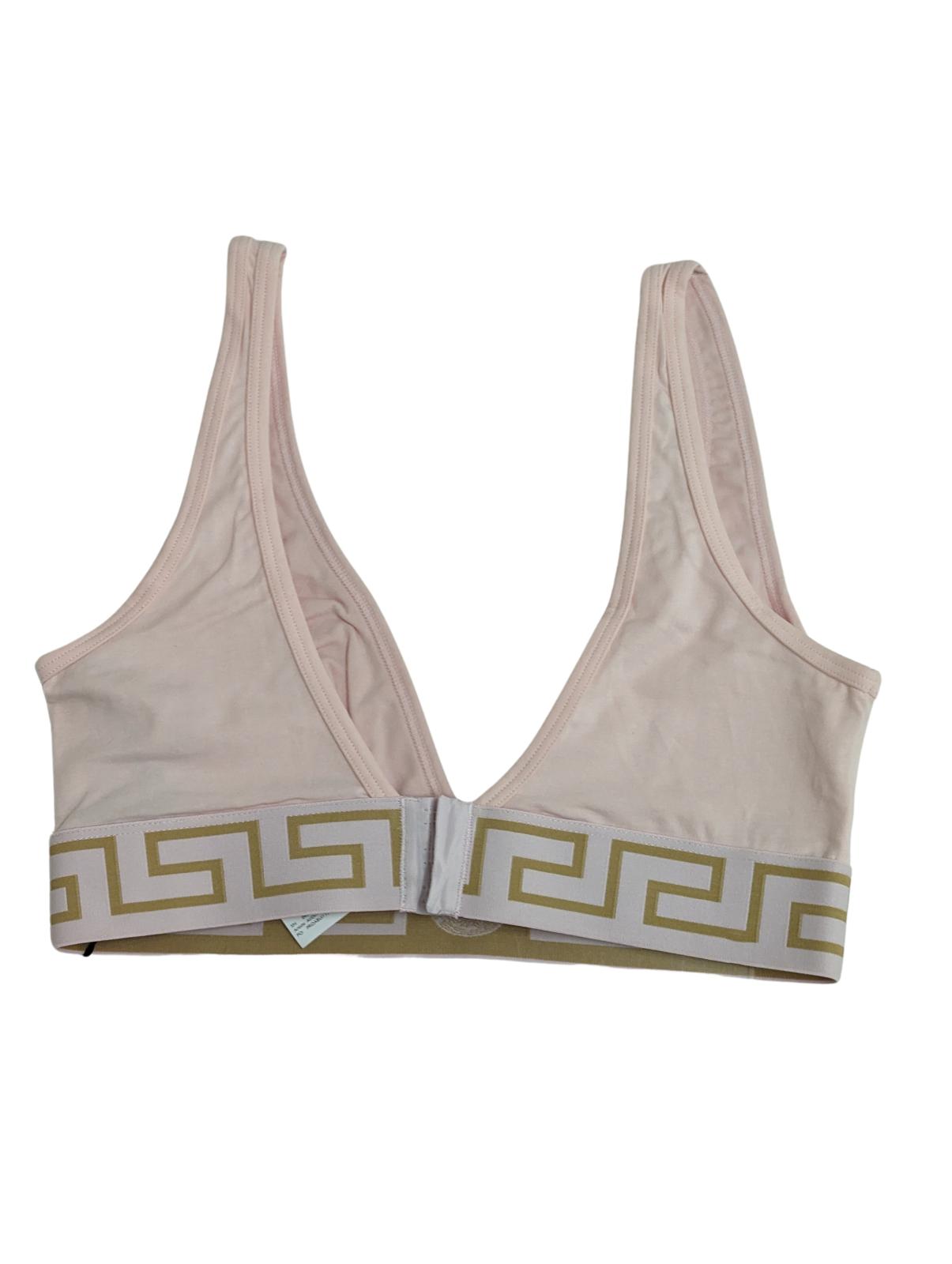VERSACE Jersey Softcup V Neck Bralette Greca Waistband Candy Pink M NEW RRP 85