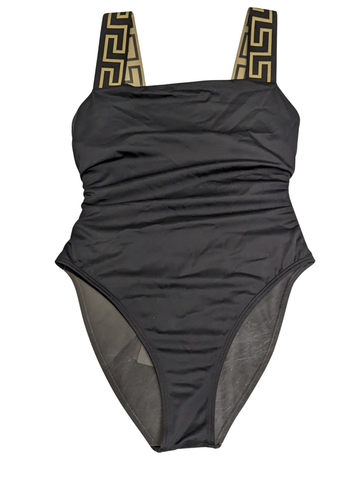 VERSACE Swimsuit Black Baroque Print Strap Black Swim Costume Size S NEW RRP 285