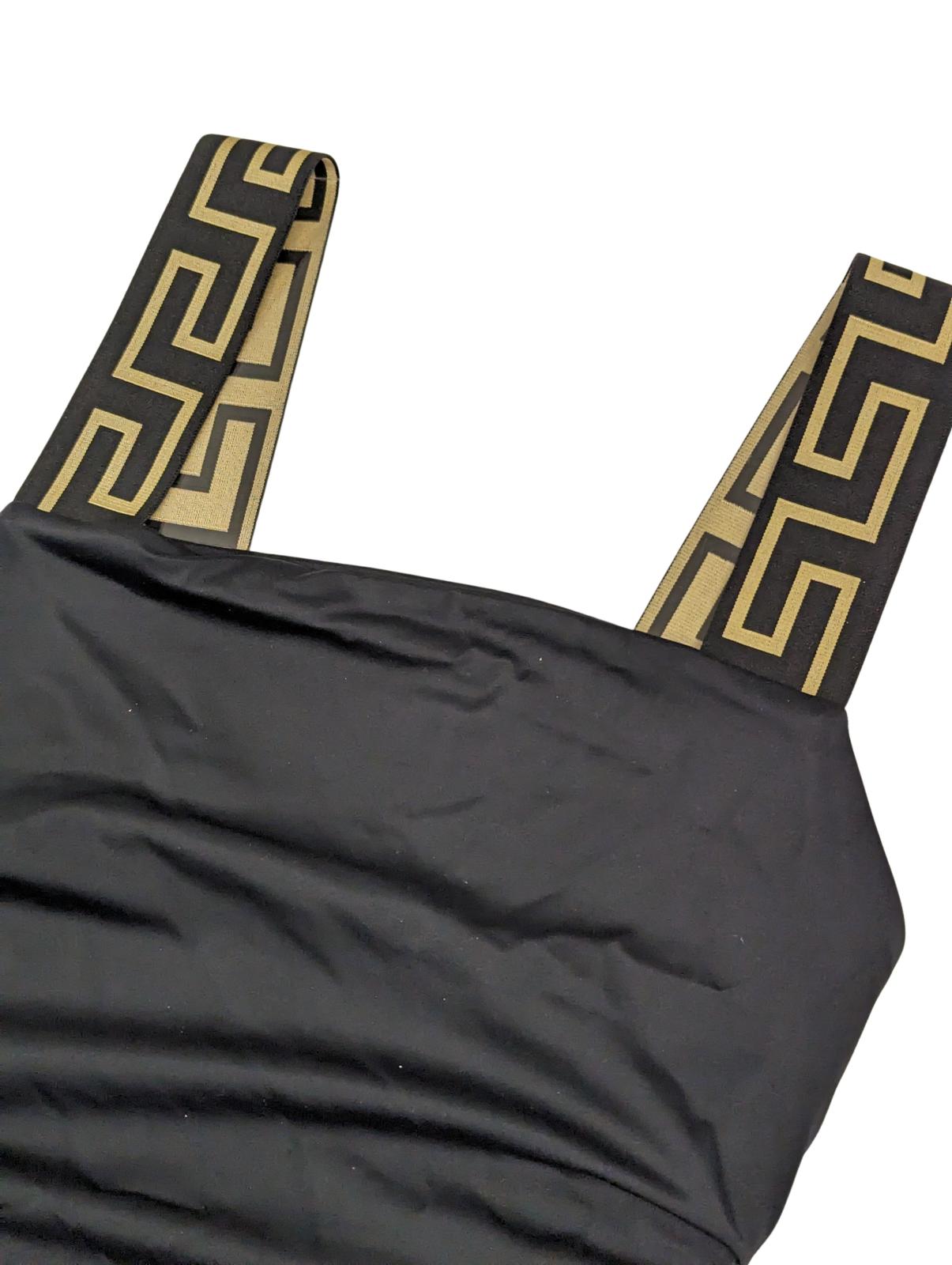 VERSACE Swimsuit Black Baroque Print Strap Black Swim Costume Size S NEW RRP 285